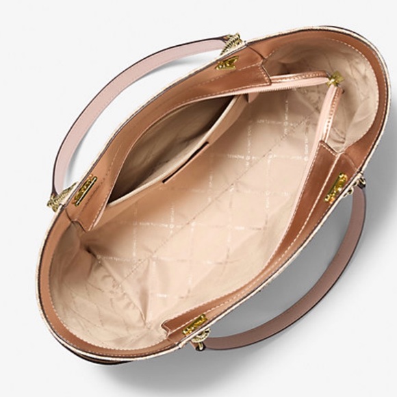 New Michael Kors Jet Set Travel Large MK Logo Chain Strap Shoulder Tote Bag - Picture 2 of 4